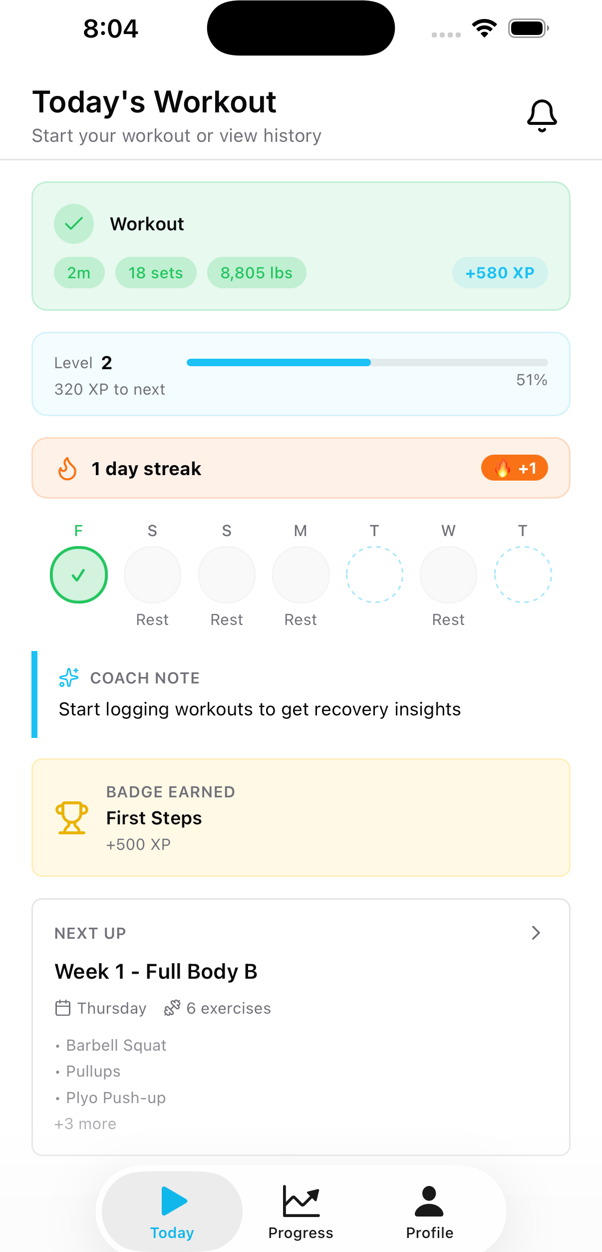 Today's Workout Preview